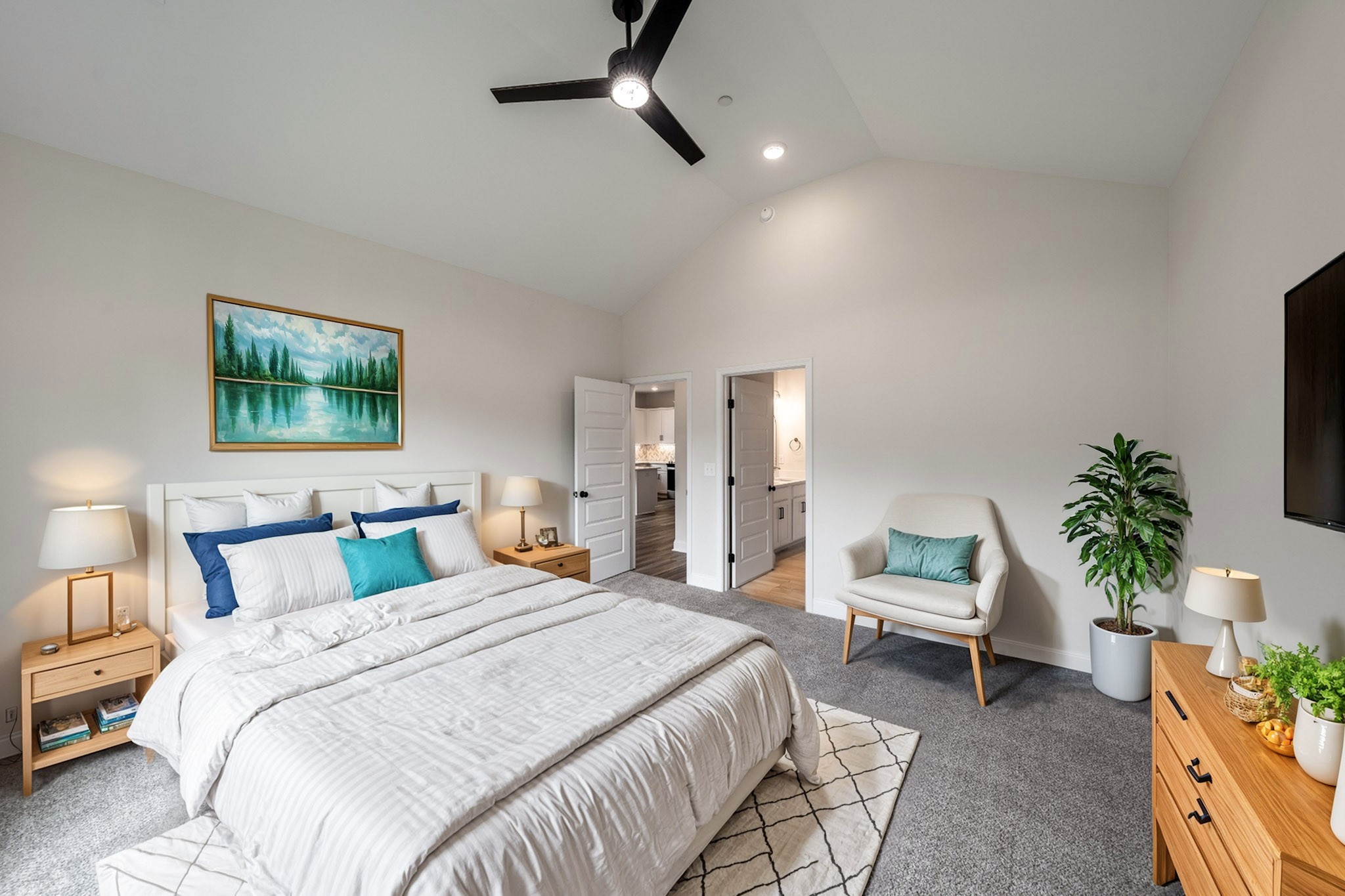 579 Centre Street Pleasant View, TN 37146 - Photo 26 of 36 a bedroom with a bed a potted plant and a window