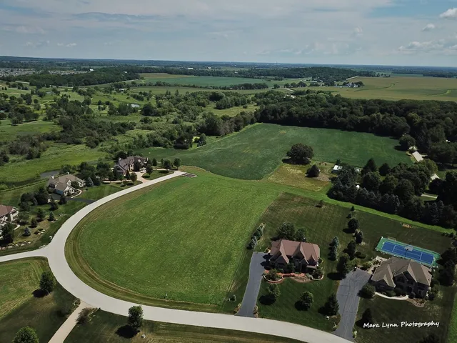an aerial view of a golf course