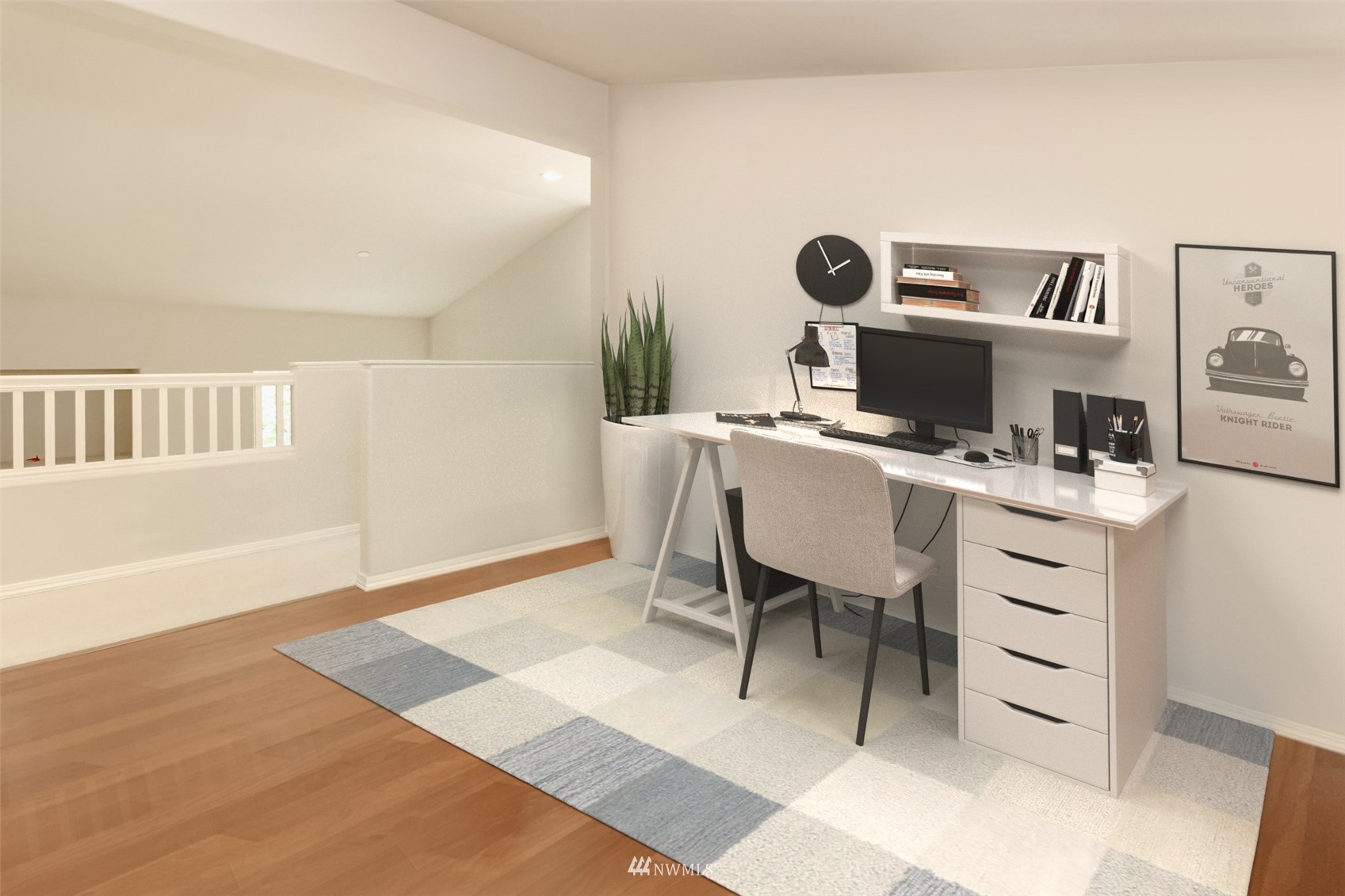 4632 Northeast 5th Court Renton, WA 98059 - Photo 13 of 23 a workspace with furniture and wooden floor