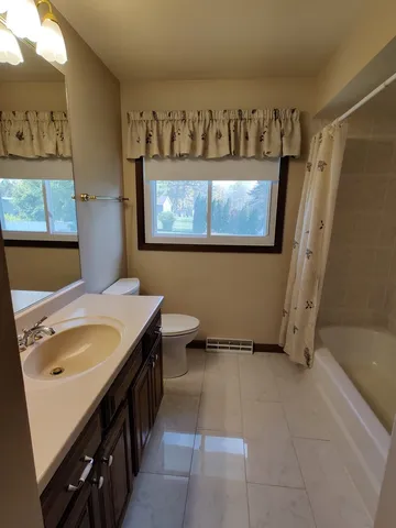 a bathroom with a sink a toilet and a bathtub