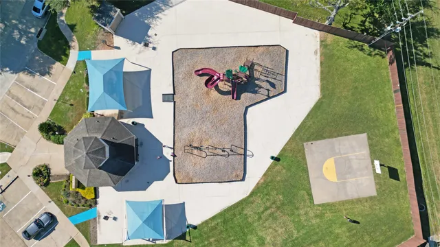 an aerial view of a house