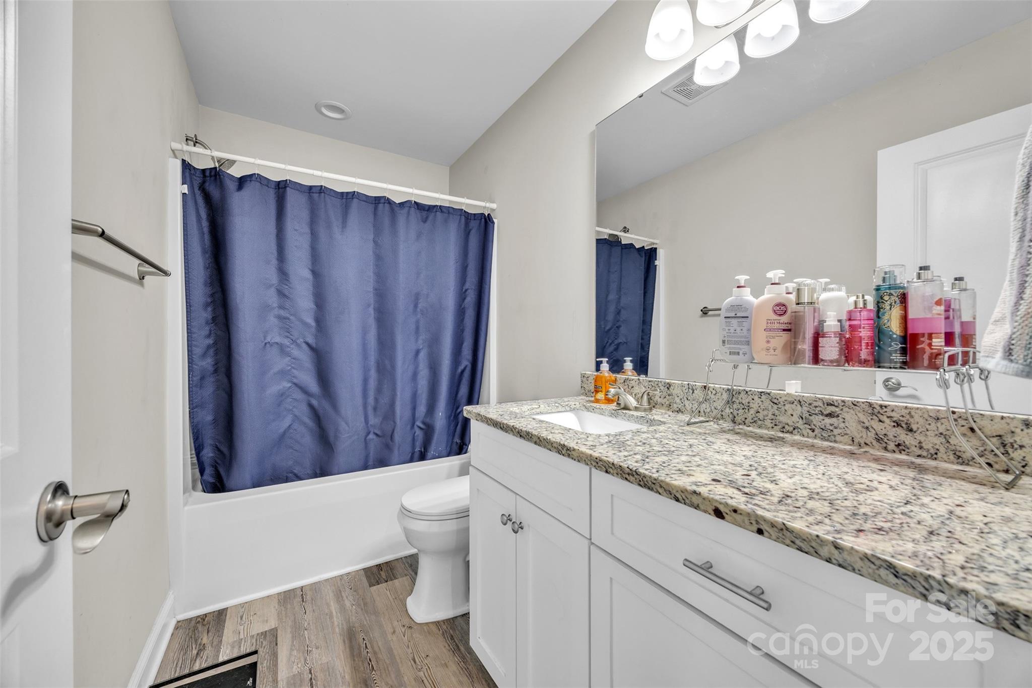 2510 Snow Creek Road Northeast Hickory, NC 28601 - Photo 24 of 45 a bathroom with a granite countertop sink toilet and shower