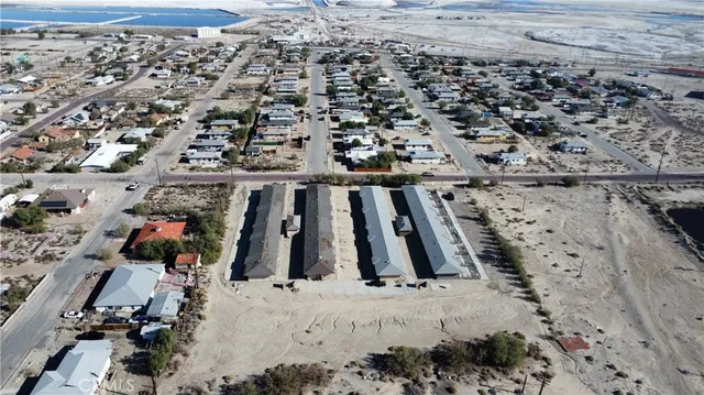 an aerial view of multiple house