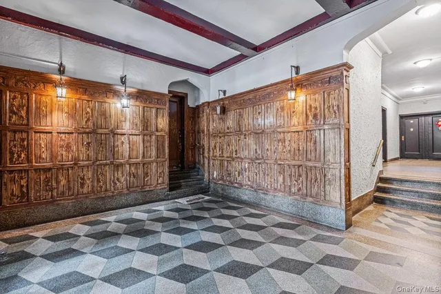 a view of a black and white checkered floor