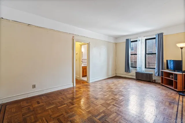 an empty room with windows