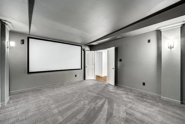 a view of room with wall paintings and a projector