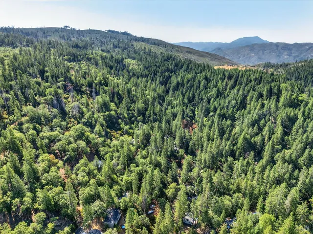 a view of a lush green hillside and a building