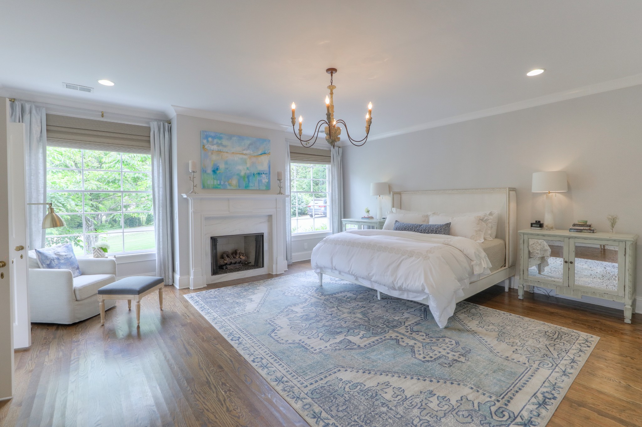 2315 Valley Brook Road Nashville, TN 37215 - Photo 16 of 67 a bedroom with a bed and a fireplace