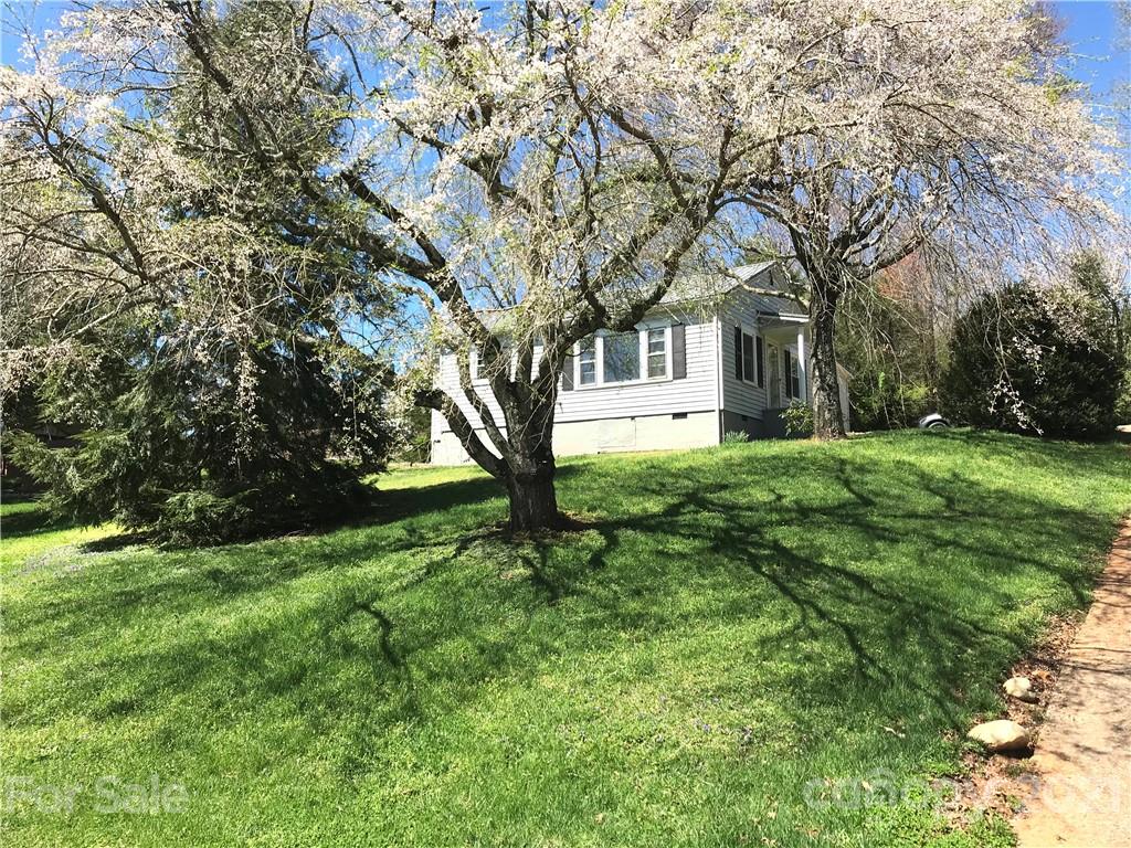 a view of a tree in front of a house