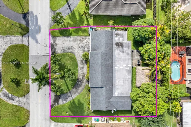 an aerial view of a house