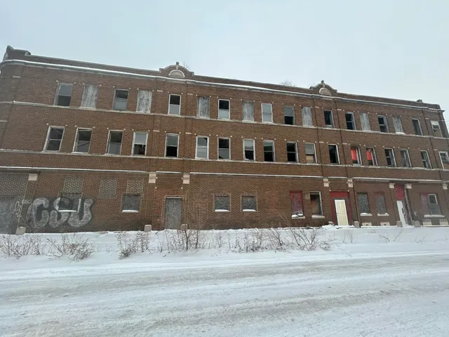 a front view of a building