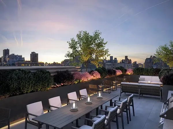 a view of a terrace from seating area