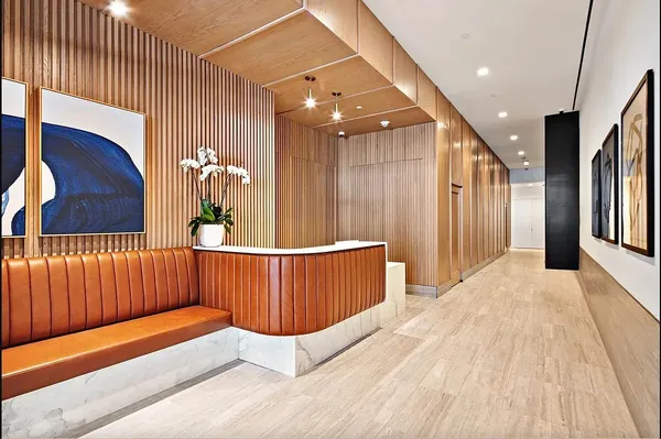 a view of hallway with couch