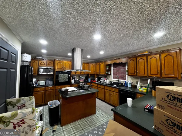 a kitchen with lots of counter top space