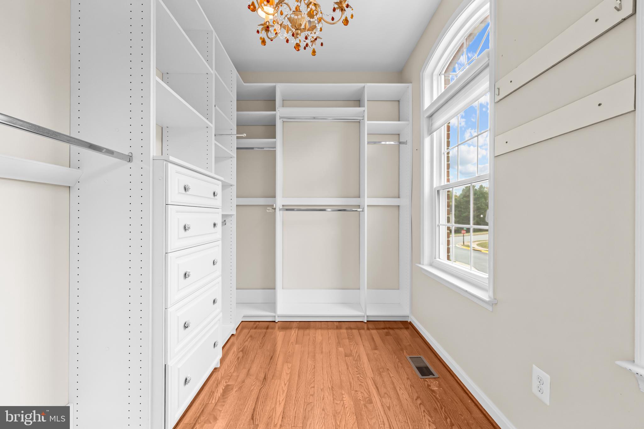 20366 Cloverfield Terrace Sterling, VA 20165 - Photo 24 of 96 a view of walk in closet with window and wooden floor