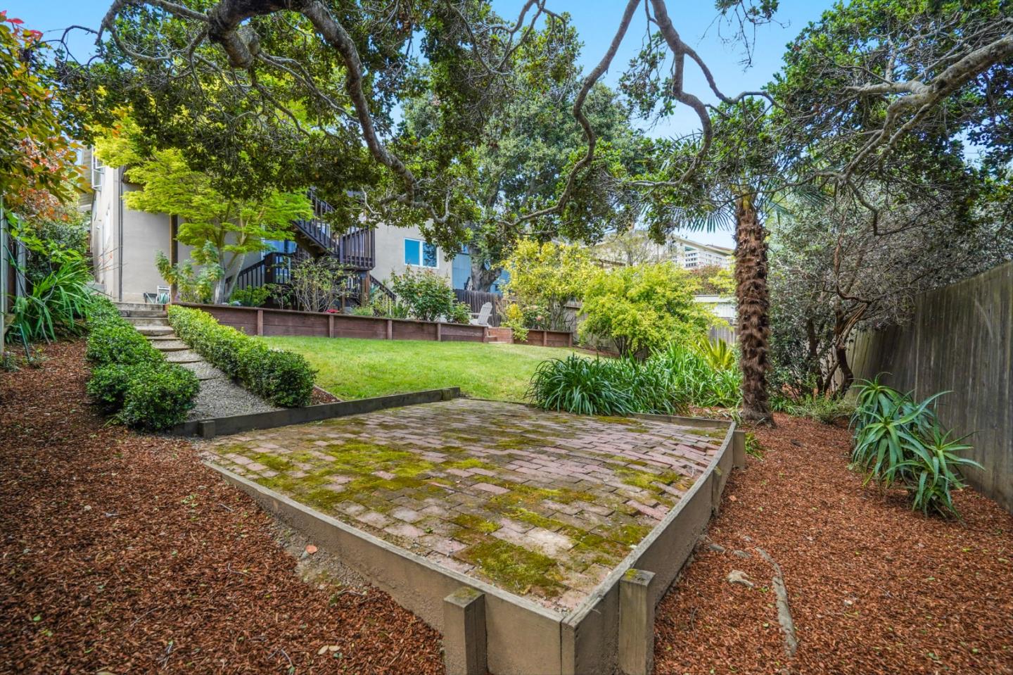 2211 Ewell Road Belmont, CA 94002 - Photo 36 of 44 a view of a backyard with plants and large trees