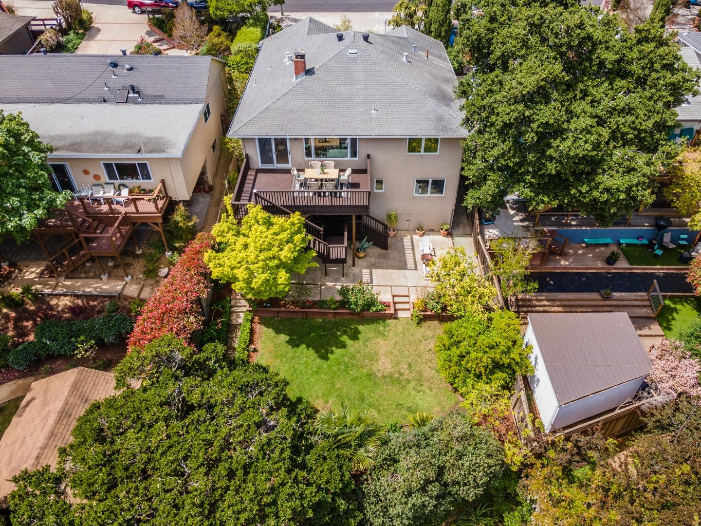 2211 Ewell Road Belmont, CA 94002 - Photo 42 of 44 an aerial view of a house with yard swimming pool and outdoor seating