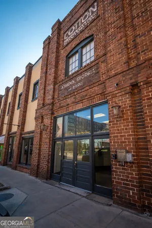 a building with glass door
