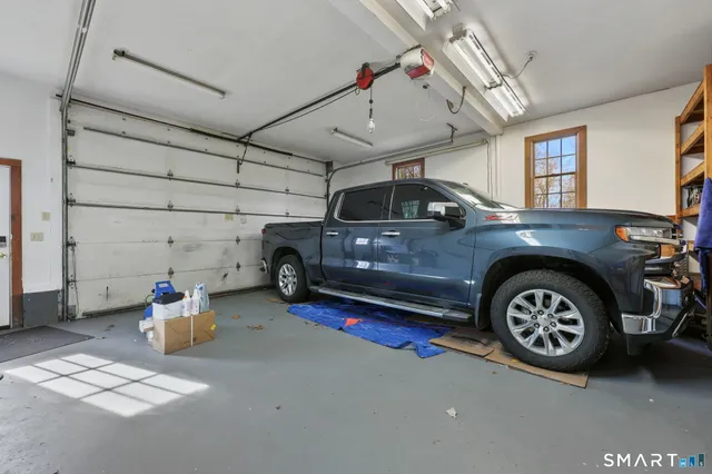 a car parked in a garage