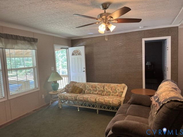 1927 Five Forks Road Pamplin, VA 23958 - Photo 31 of 42 Living area with textured wall panels, a ceiling f