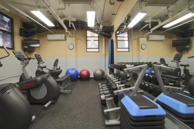 a room with gym equipment