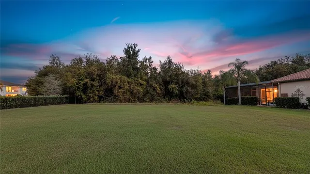 a outdoor space with trees in the background