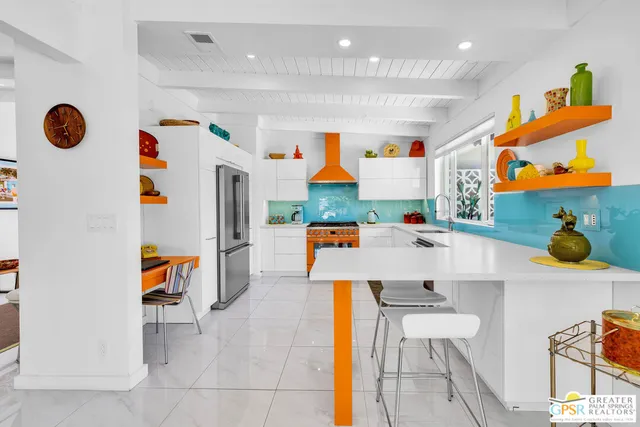 a work place with table and chairs