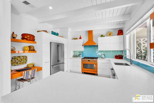 a kitchen with lots of counter top space