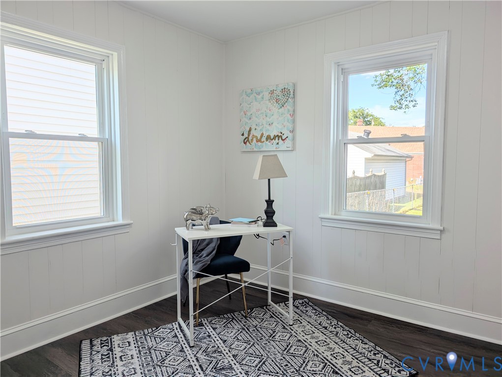 407 Washington Avenue Colonial Heights, VA 23834 - Photo 17 of 41 Home office with dark wood-style floors and wood w