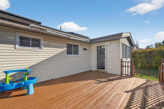 a view of a wooden deck