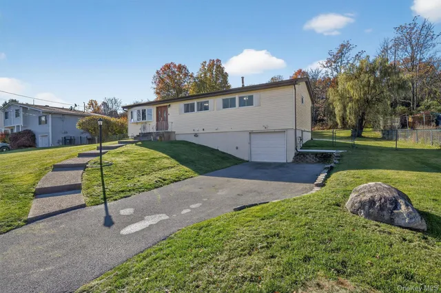 a view of a backyard with a garden and plants