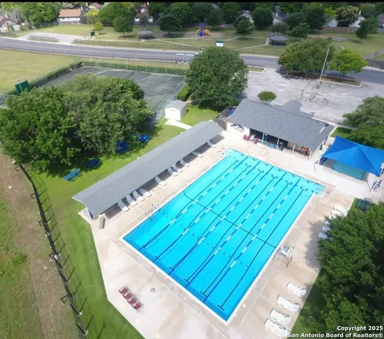 an aerial view of a house