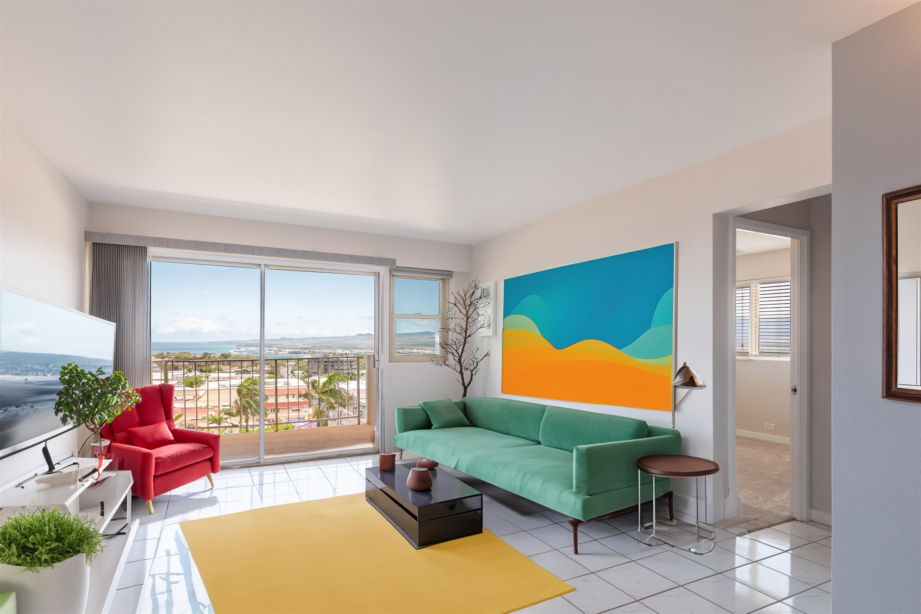 2158 Main Street, Unit 707 Wailuku, HI 96793 - Photo 7 of 27 a living room with furniture and a large window