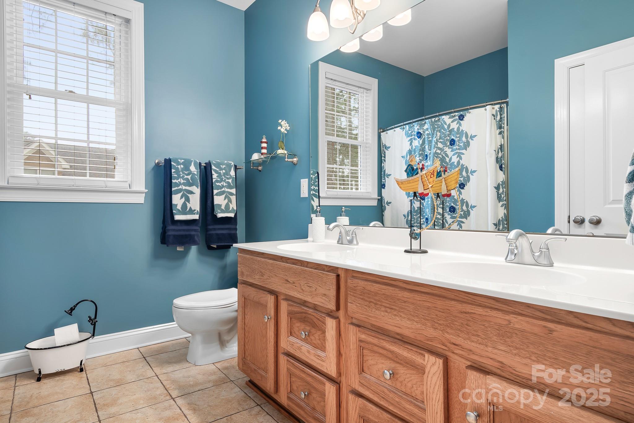 302 McCrary Road Mooresville, NC 28117 - Photo 17 of 34 a bathroom with a toilet sink and mirror