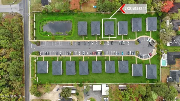 an aerial view of a house