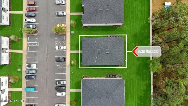 an aerial view of a house