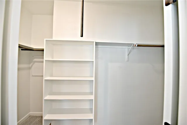 a view of an empty walk in closet