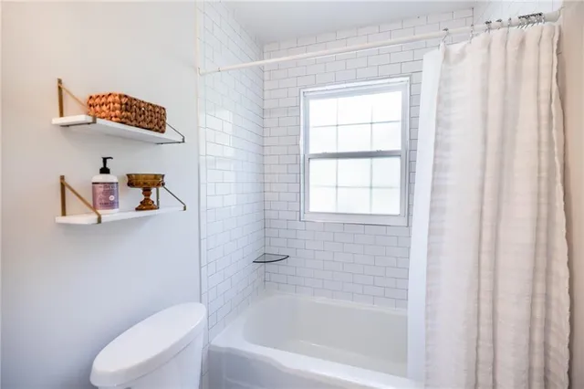 a bathroom with a toilet and a bathtub