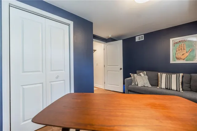 a workspace with furniture and window