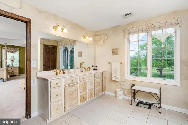 an aerial view of a house with a yard and trees
