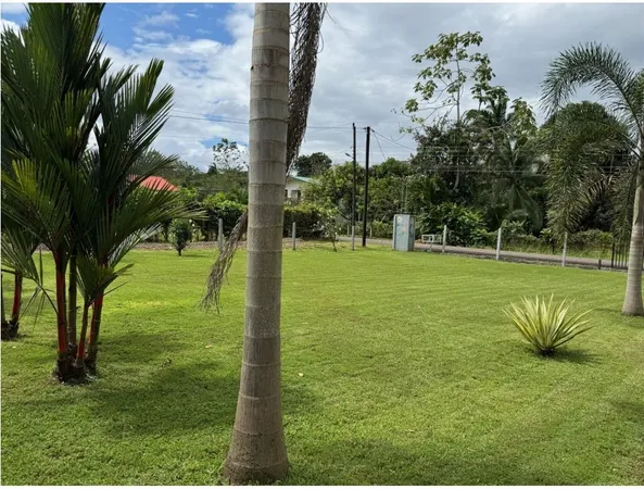 a view of a golf course with a big yard