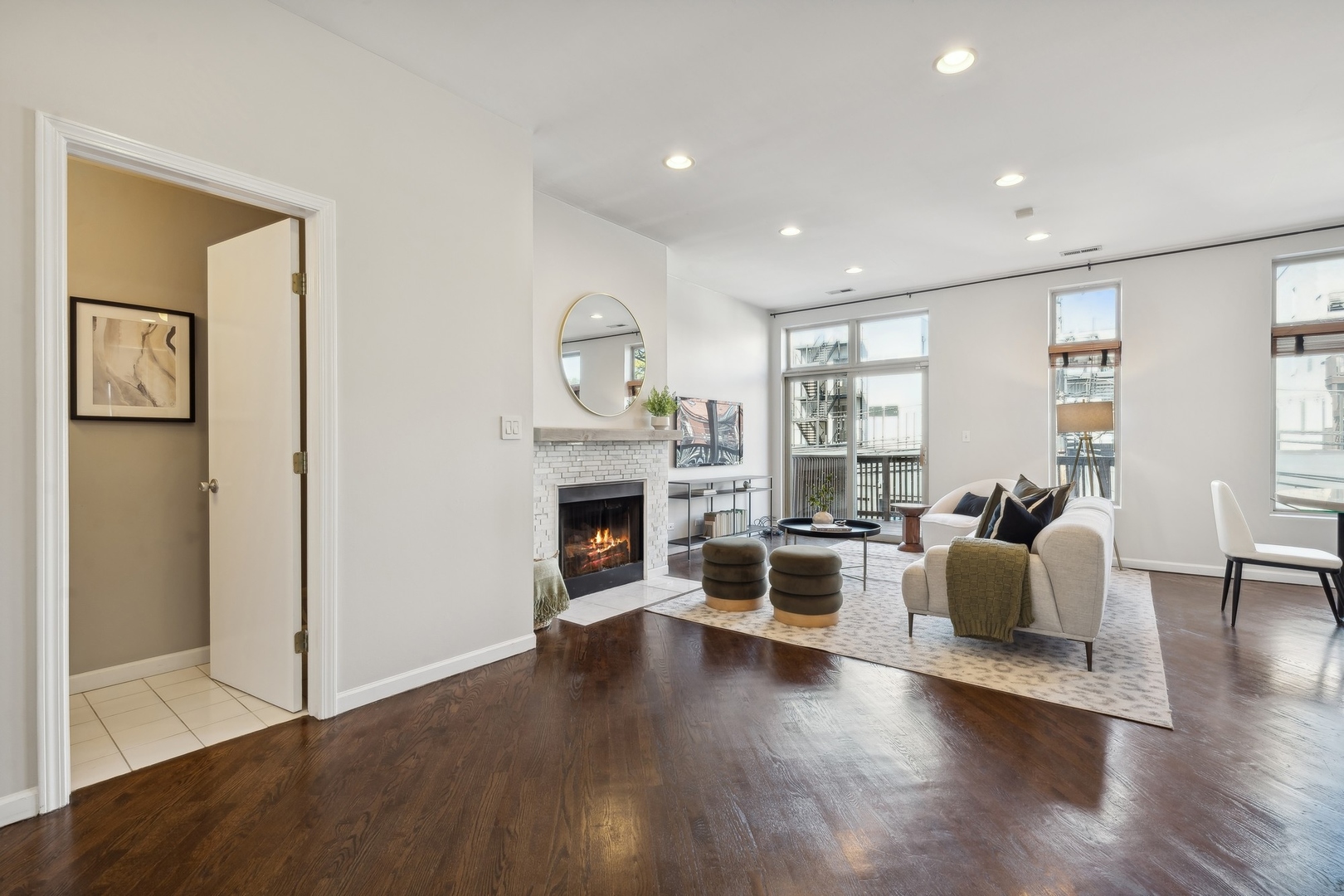 2124 West Division Street, Unit 3 Chicago, IL 60622 - Photo 5 of 33 a living room with furniture and a fireplace