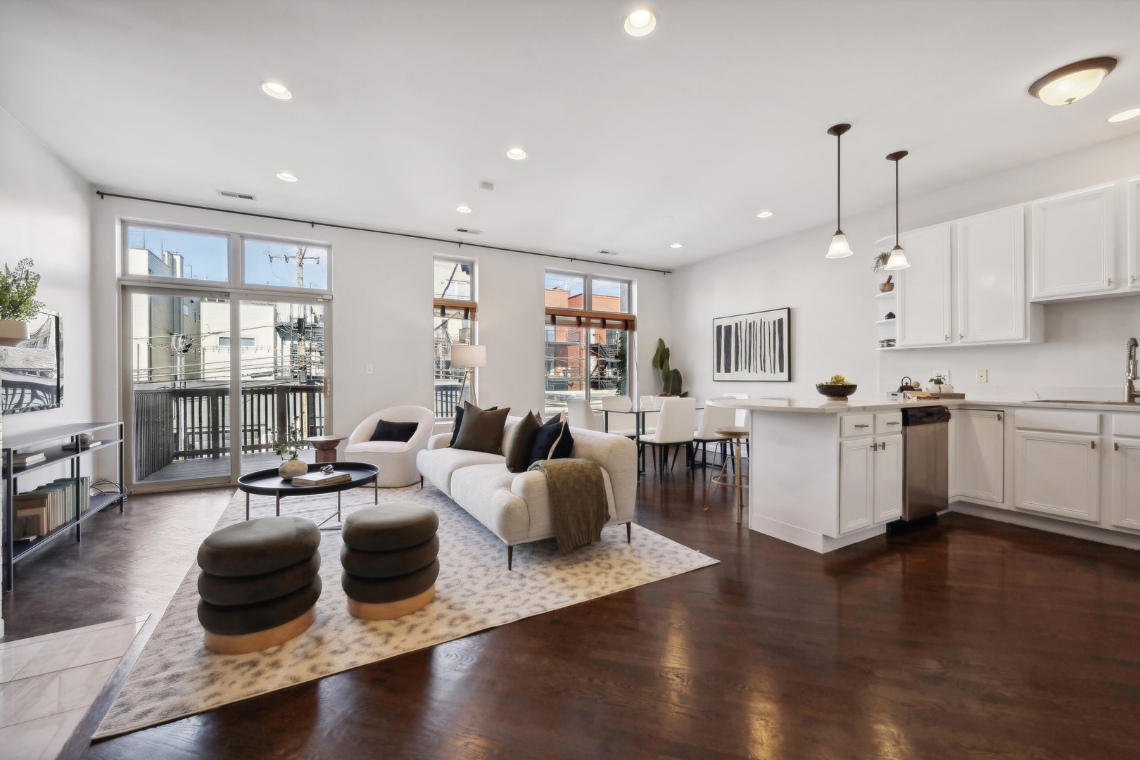 2124 West Division Street, Unit 3 Chicago, IL 60622 - Photo 6 of 33 a living room with furniture kitchen and a wooden floor