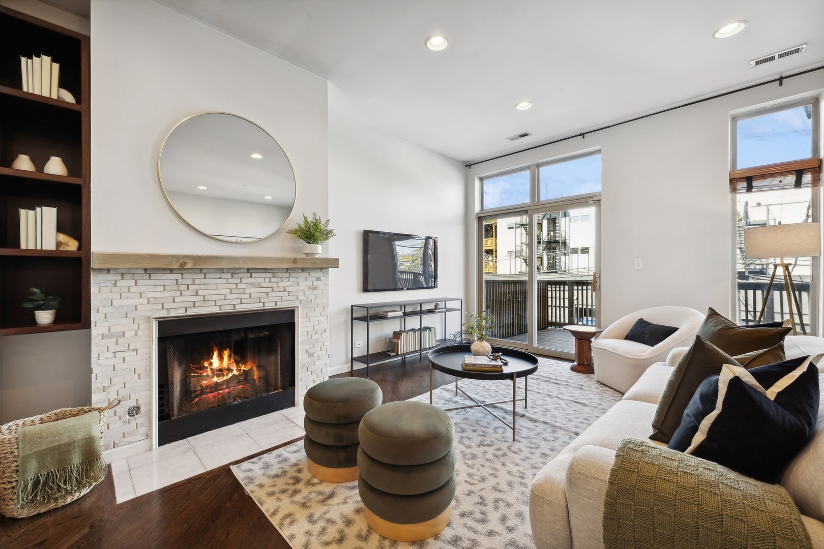 2124 West Division Street, Unit 3 Chicago, IL 60622 - Photo 9 of 33 a living room with furniture and a fireplace