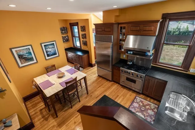 a view of a sink and an entryway
