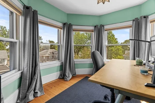 an aerial view of a residential apartment building