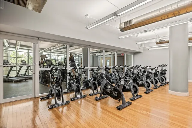 a view of a room with gym equipment