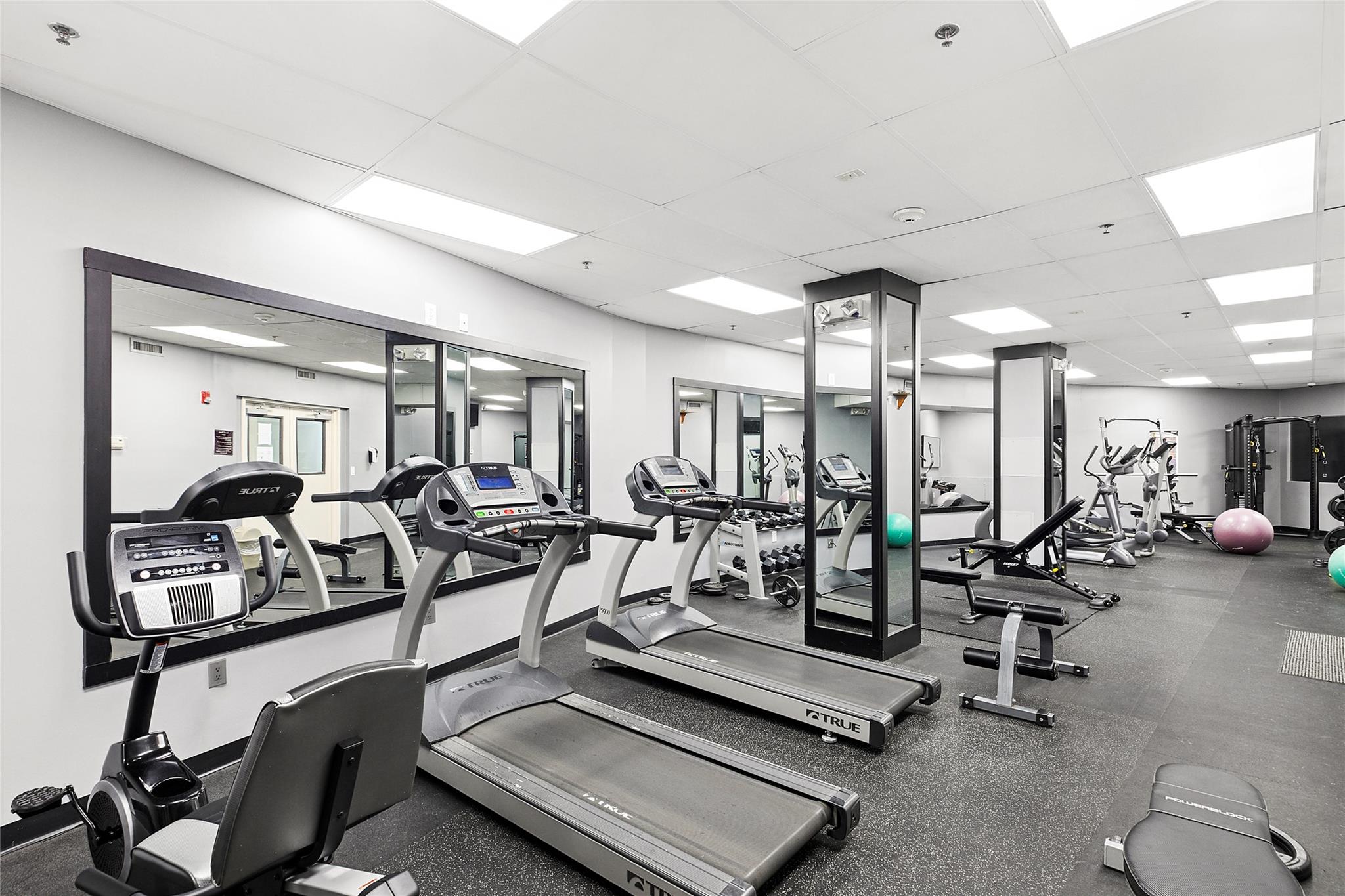 130 Post Avenue, Unit 316 Westbury, NY 11590 - Photo 13 of 15 Exercise room with a paneled ceiling