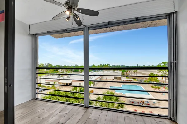 a view of a balcony with outdoor space