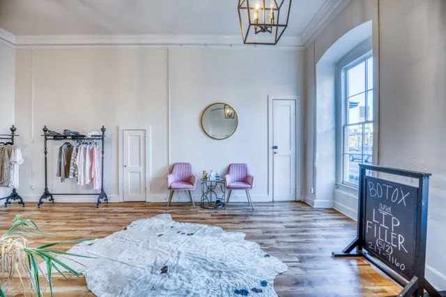 a living room with furniture